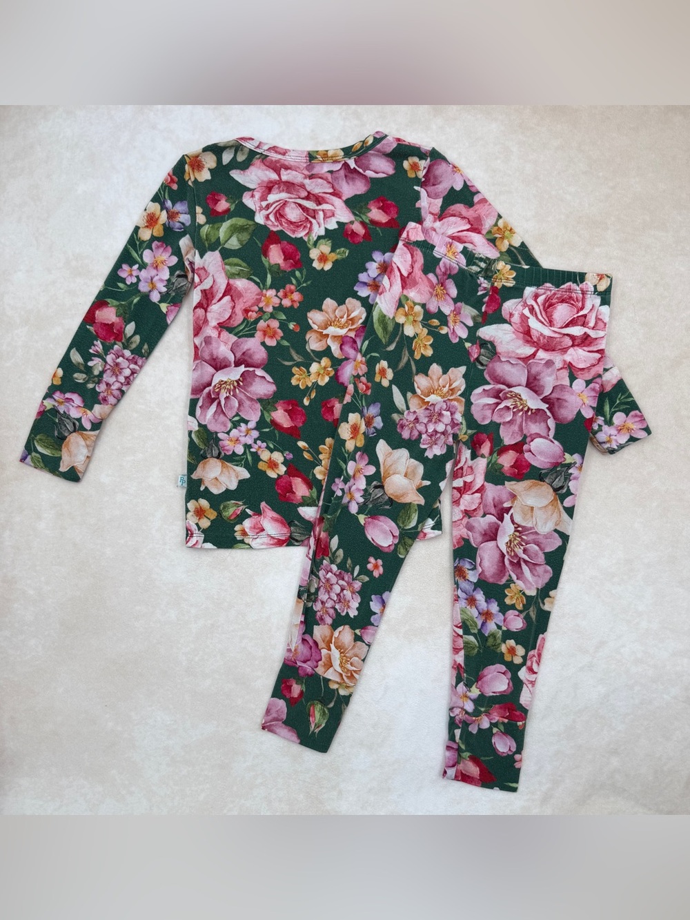 Posh Peanut Floral Pajama Set - Green, Pink, Yellow - Picture 3 of 3